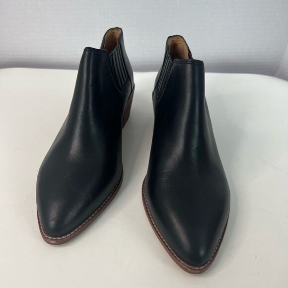 NEW Madewell The Bonham Leather Black Pointy Toe Ankle Block Heel Bootie Sz 7.5 - Picture 3 of 11